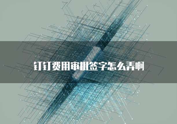 钉钉费用审批签字怎么弄啊
