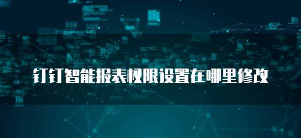 钉钉智能报表权限设置在哪里修改