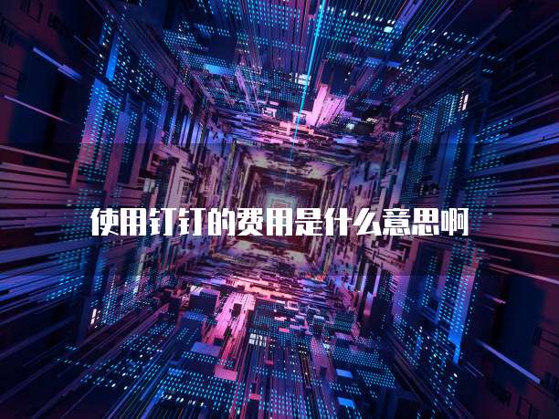 使用钉钉的费用是什么意思啊