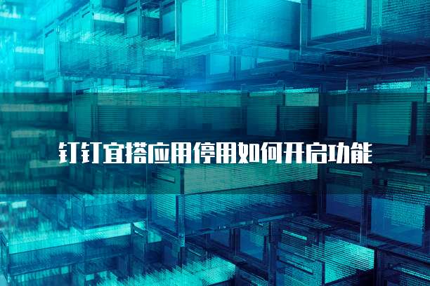 钉钉宜搭应用停用如何开启功能