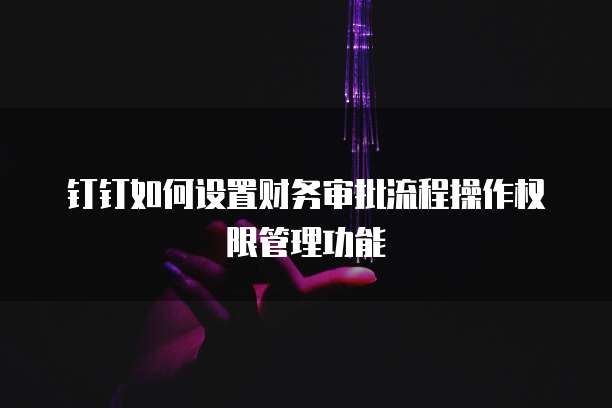 钉钉如何设置财务审批流程操作权限管理功能