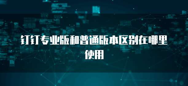 钉钉专业版和普通版本区别在哪里使用