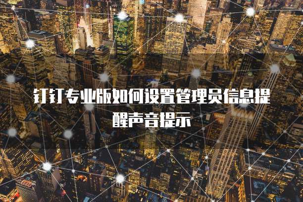 钉钉专业版如何设置管理员信息提醒声音提示