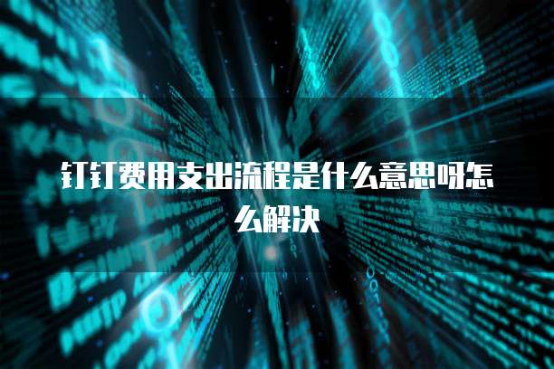 钉钉费用支出流程是什么意思呀怎么解决