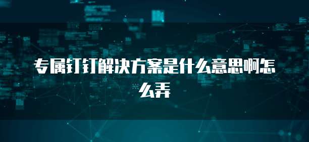 专属钉钉解决方案是什么意思啊怎么弄