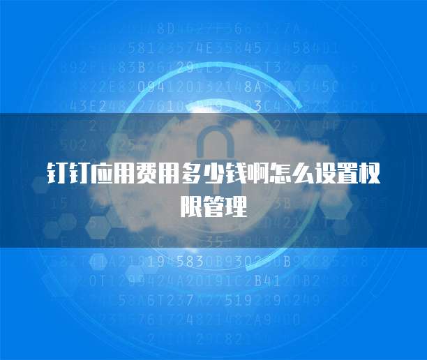 钉钉应用费用多少钱啊怎么设置权限管理