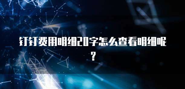钉钉费用明细20字怎么查看明细呢?
