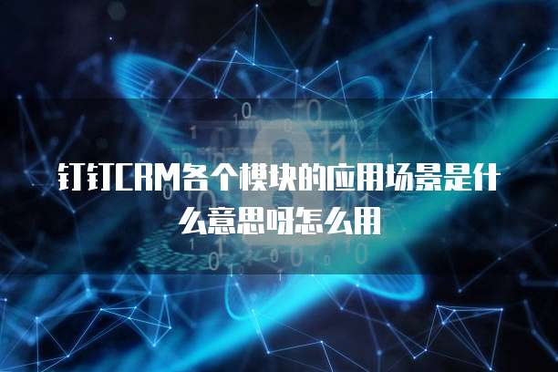 钉钉CRM各个模块的应用场景是什么意思呀怎么用