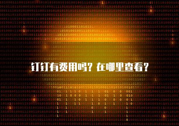 钉钉有费用吗?在哪里查看?