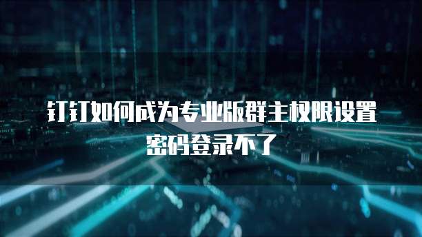 钉钉如何成为专业版群主权限设置密码登录不了
