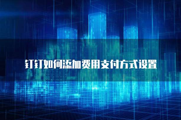 钉钉如何添加费用支付方式设置