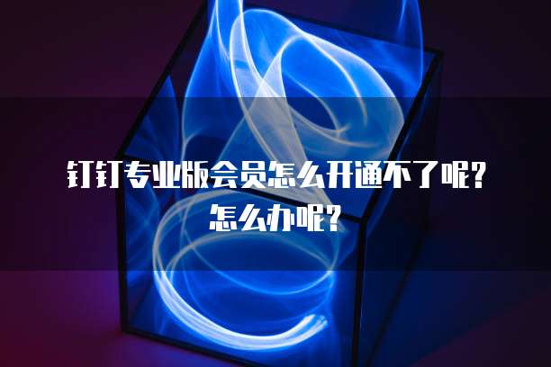 钉钉专业版会员怎么开通不了呢?怎么办呢?