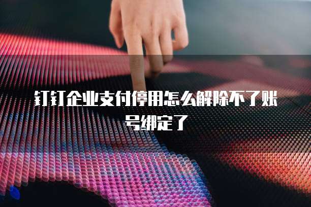 钉钉企业支付停用怎么解除不了账号绑定了