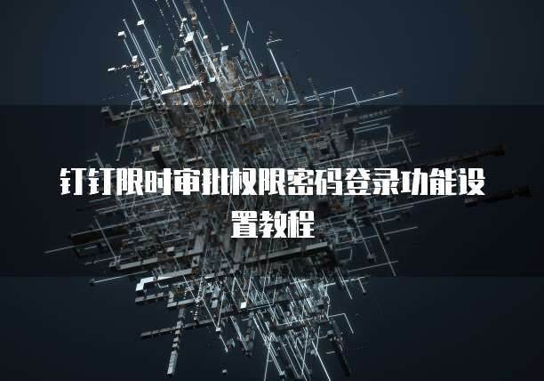 钉钉限时审批权限密码登录功能设置教程