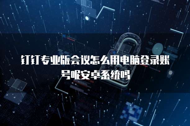 钉钉专业版会议怎么用电脑登录账号呢安卓系统吗