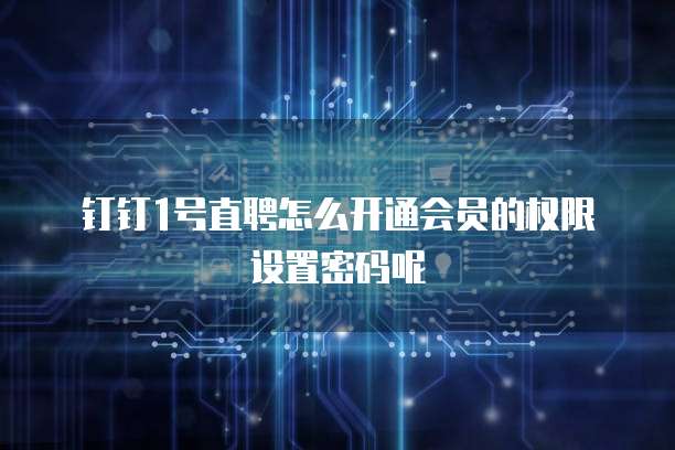 钉钉1号直聘怎么开通会员的权限设置密码呢