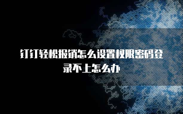 钉钉轻松报销怎么设置权限密码登录不上怎么办