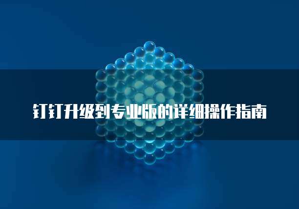 钉钉升级到专业版的详细操作指南