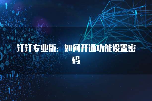 钉钉专业版:如何开通功能设置密码