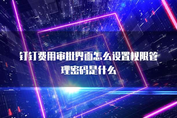 钉钉费用审批界面怎么设置权限管理密码是什么