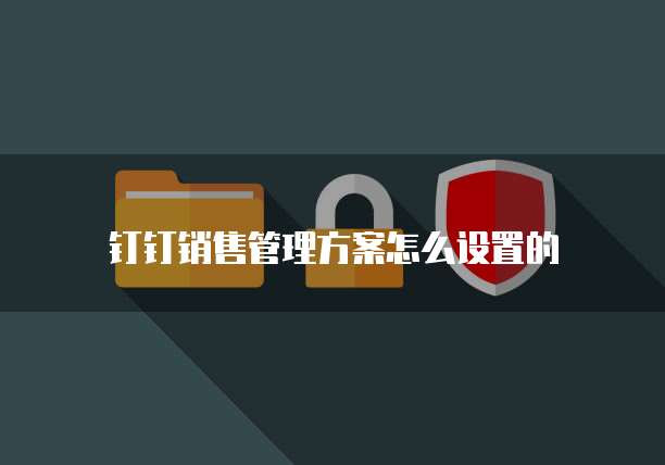 钉钉销售管理方案怎么设置的
