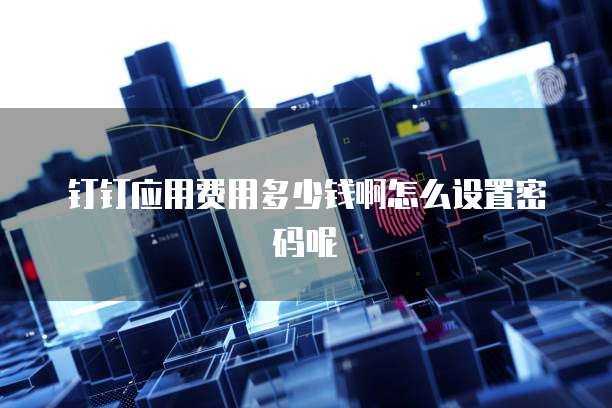 钉钉应用费用多少钱啊怎么设置密码呢