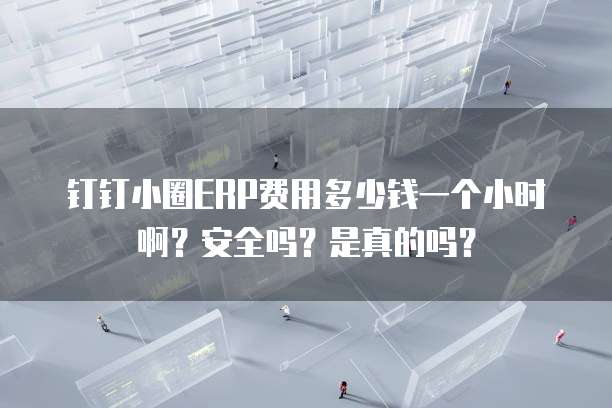 钉钉小圈ERP费用多少钱一个小时啊?安全吗?是真的吗?