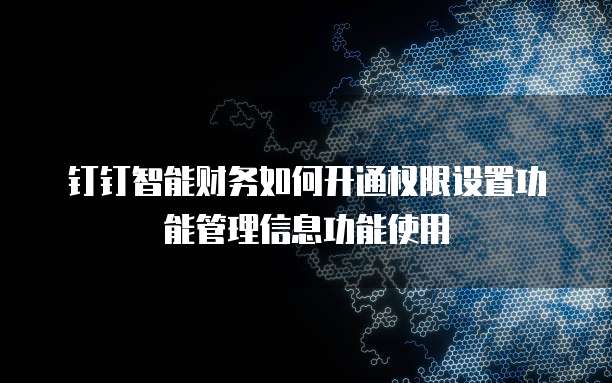 钉钉智能财务如何开通权限设置功能管理信息功能使用