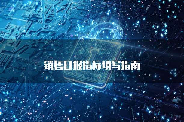 销售日报指标填写指南