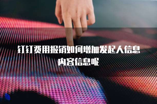 钉钉费用报销如何增加发起人信息内容信息呢