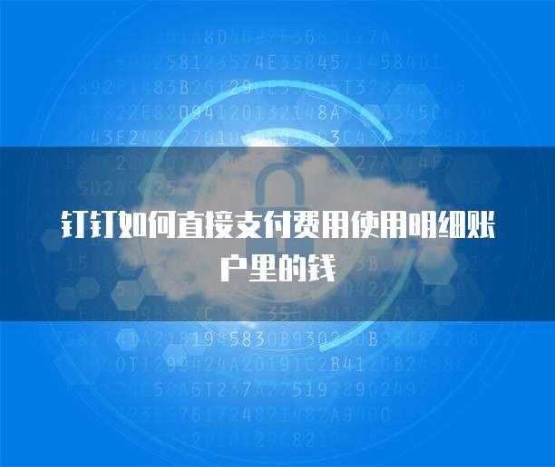 钉钉如何直接支付费用使用明细账户里的钱