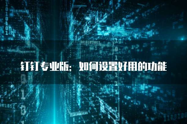 钉钉专业版:如何设置好用的功能