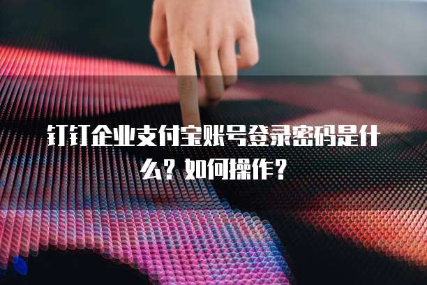 钉钉企业支付宝账号登录密码是什么?如何操作?