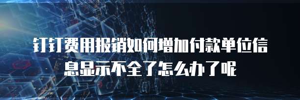 钉钉费用报销如何增加付款单位信息显示不全了怎么办了呢