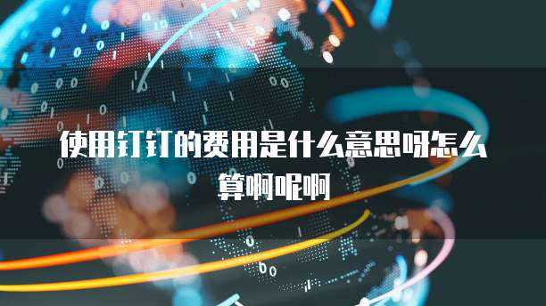 使用钉钉的费用是什么意思呀怎么算啊呢啊