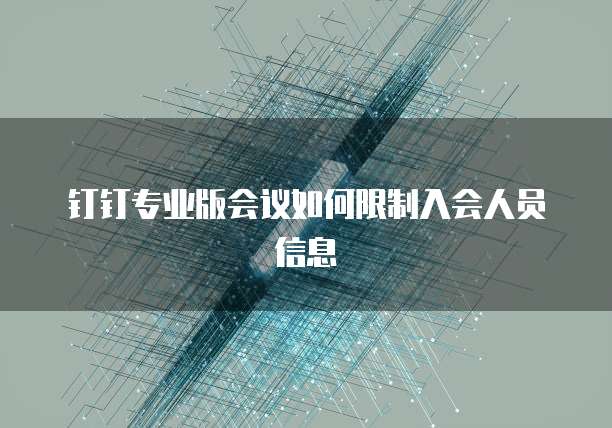 钉钉专业版会议如何限制入会人员信息