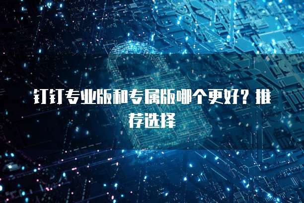 钉钉专业版和专属版哪个更好?推荐选择