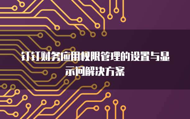 钉钉财务应用权限管理的设置与显示问解决方案