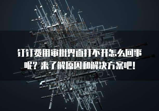钉钉费用审批界面打不开怎么回事呢?来了解原因和解决方案吧!