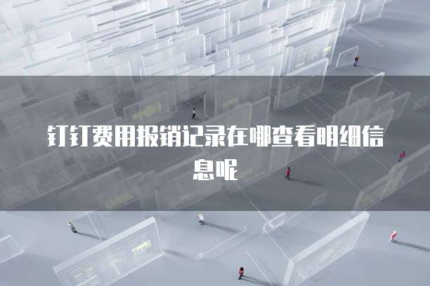 钉钉费用报销记录在哪查看明细信息呢