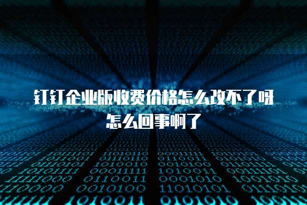 钉钉企业版收费价格怎么改不了呀怎么回事啊了