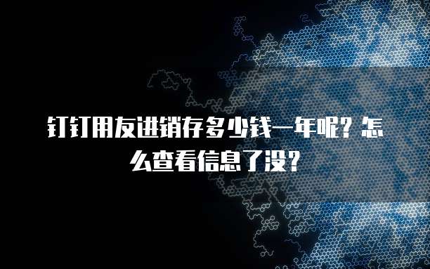 钉钉用友进销存多少钱一年呢?怎么查看信息了没?