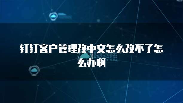 钉钉客户管理改中文怎么改不了怎么办啊