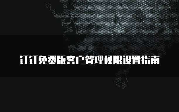 钉钉免费版客户管理权限设置指南