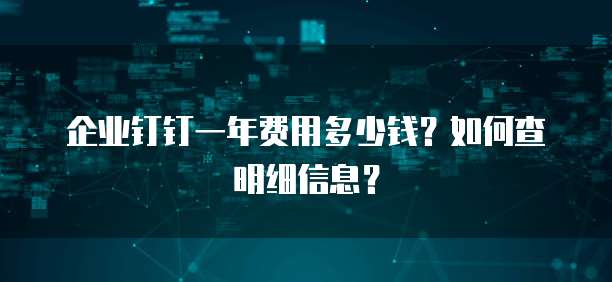 企业钉钉一年费用多少钱?如何查明细信息?