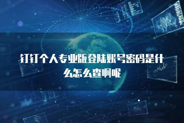 钉钉个人专业版登陆账号密码是什么怎么查啊呢