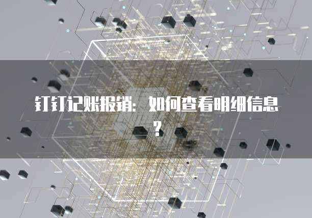 钉钉记账报销:如何查看明细信息?