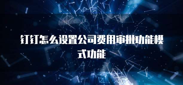 钉钉怎么设置公司费用审批功能模式功能