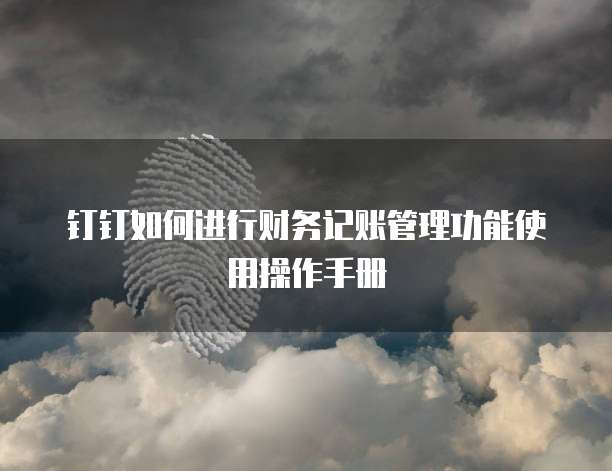 钉钉如何进行财务记账管理功能使用操作手册
