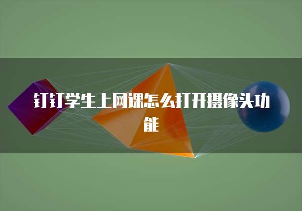 钉钉学生上网课怎么打开摄像头功能